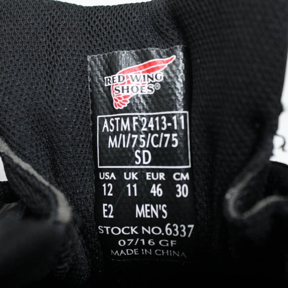 Red Wing Shoes NWOT Men's 12 e2 Black Oxford Aluminum Toe 6337 Lace Up Safety - Picture 15 of 15